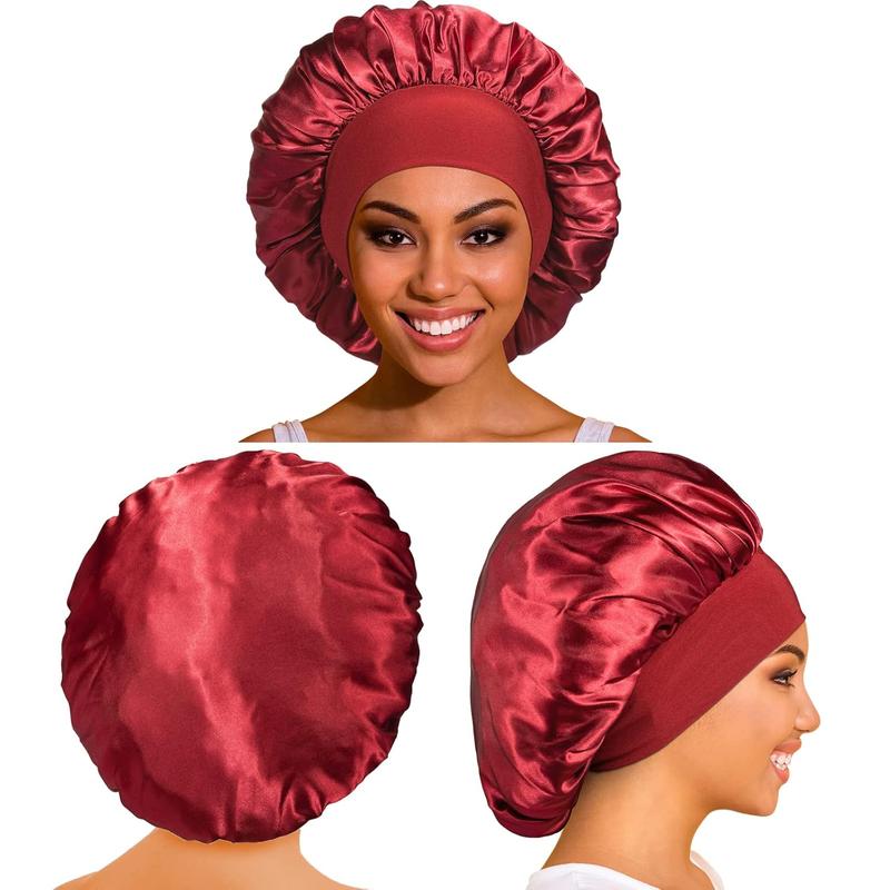 5 Pack Silk Bonnet for Sleeping Satin Bonnet for Sleeping, Bonnets for Black Women Hair Bonnet for Sleeping Silk Sleep Cap, Wide Soft Band Large Bonnet for Curly Hair