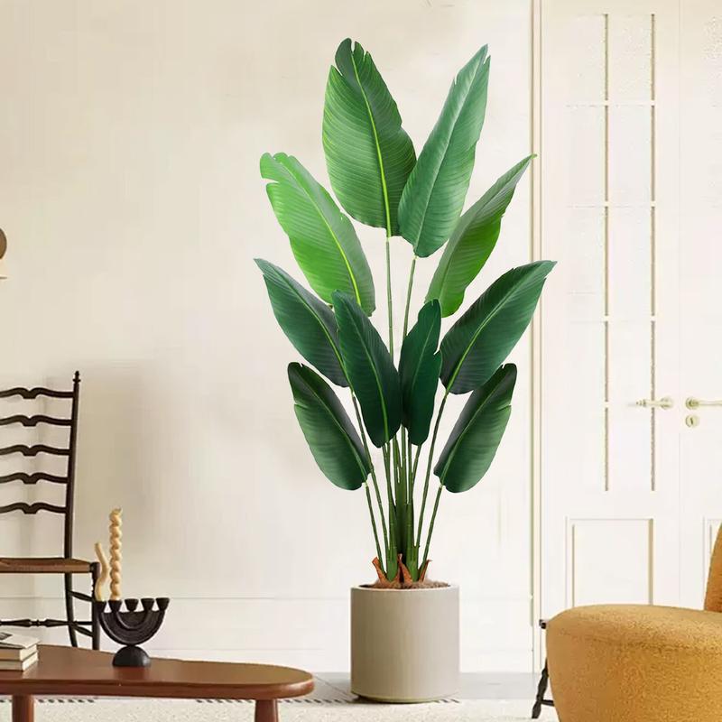 6FT bird of paradise potted simulation palm tree, fake banana tree. Used for home decoration indoor and outdoor offices. Decorative Fruit