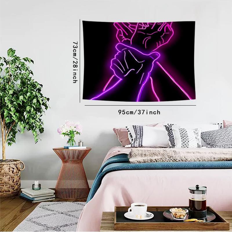 Neon Hand Pattern Tapestry for Room Decor, 1 Count Aesthetic Wall Hanging Decor, Wall Art for Home Living Room & Bedroom, Home Decor Accessories, Men Gifts, Fall Decor, Gift For Girlfriend