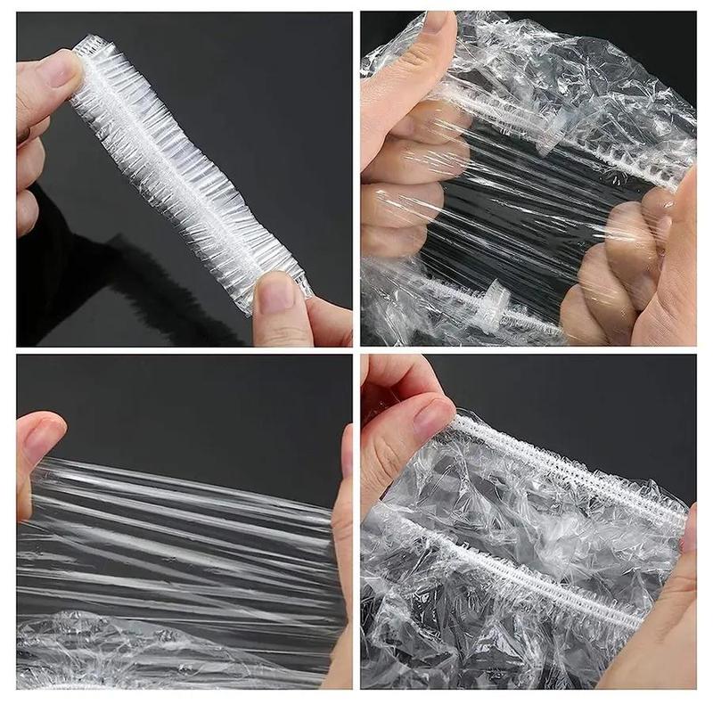 Disposable Shower Cap, 100pcs Waterproof Clear Elastic Hair Cap, Multifunction Bath Cap for Home Bathroom Outdoor Travel