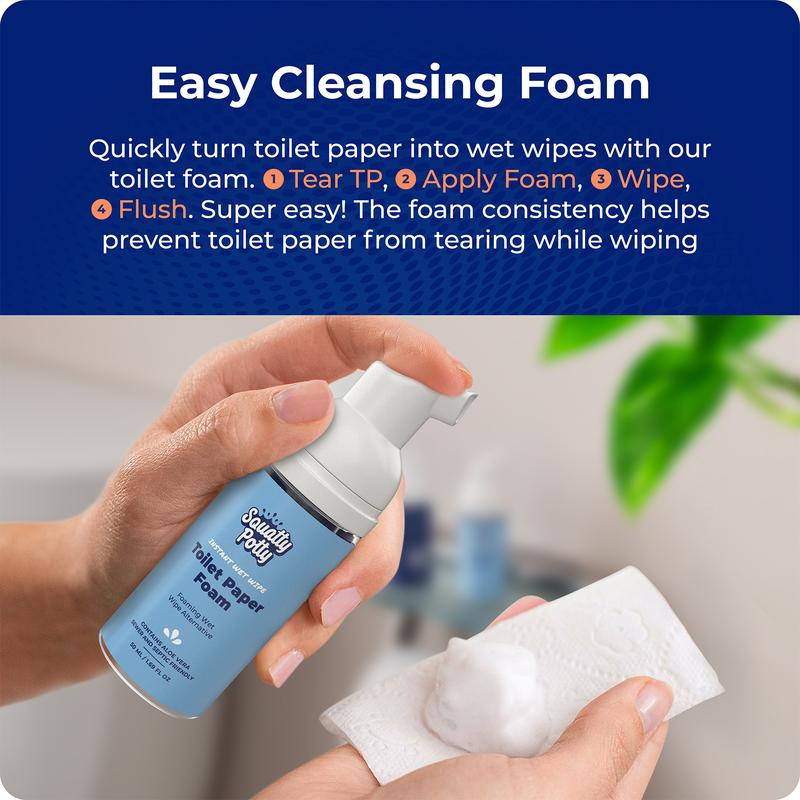 Squatty Potty Toilet Tissue Paper Foam Instant Wet Wipe Alternative - 2 Pack, 50 ml, 1.69 Fl Oz