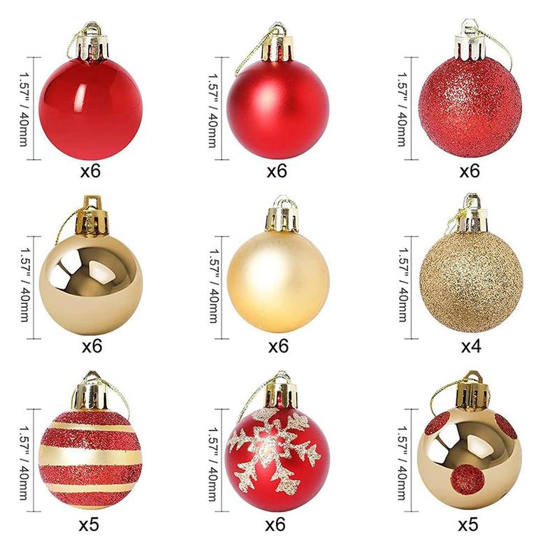 Christmas Themed Ornament, 50pcs set Ball Shaped Christmas Tree Pendnat with Storage Box, Festive & Party Supplies for Home Party Decoration