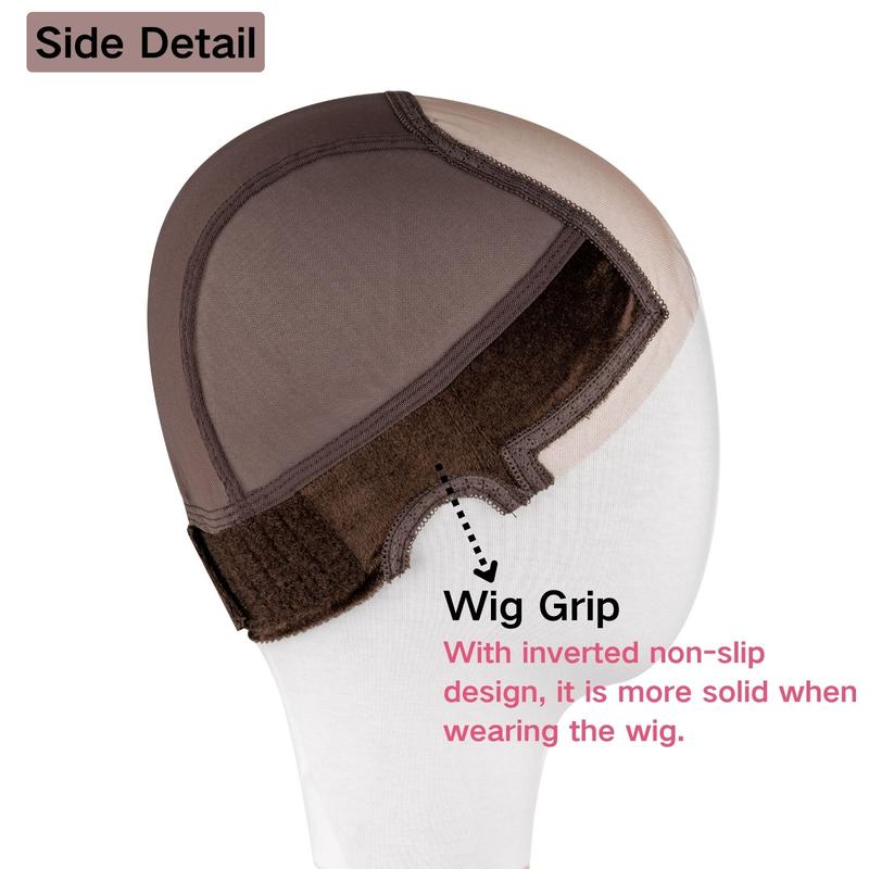 Lace Wig Grip Cap Women 4x5 Transparent Swiss Lace Area Stocking Dome Cap with Built In Elastic Headband Non-slip Wig Gripper