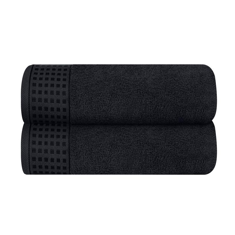 100% Cotton 2-Pack Extra Large Bath Towel Set 28x55 Inch, Super Soft Highly Absorbent Compact Quick Dry Lightweight Large Bath Towel, Black