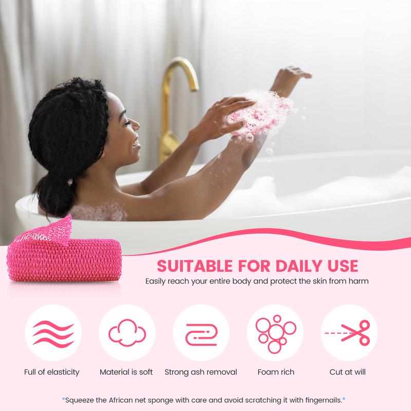 African Net Sponge, African Exfoliating Net Rip-Resistant Loofah Exfoliating Body Scrubber, Long Nylon Exfoliating Back Washcloth Towel Nigerian Exfoliating Ethically Sourced African Net