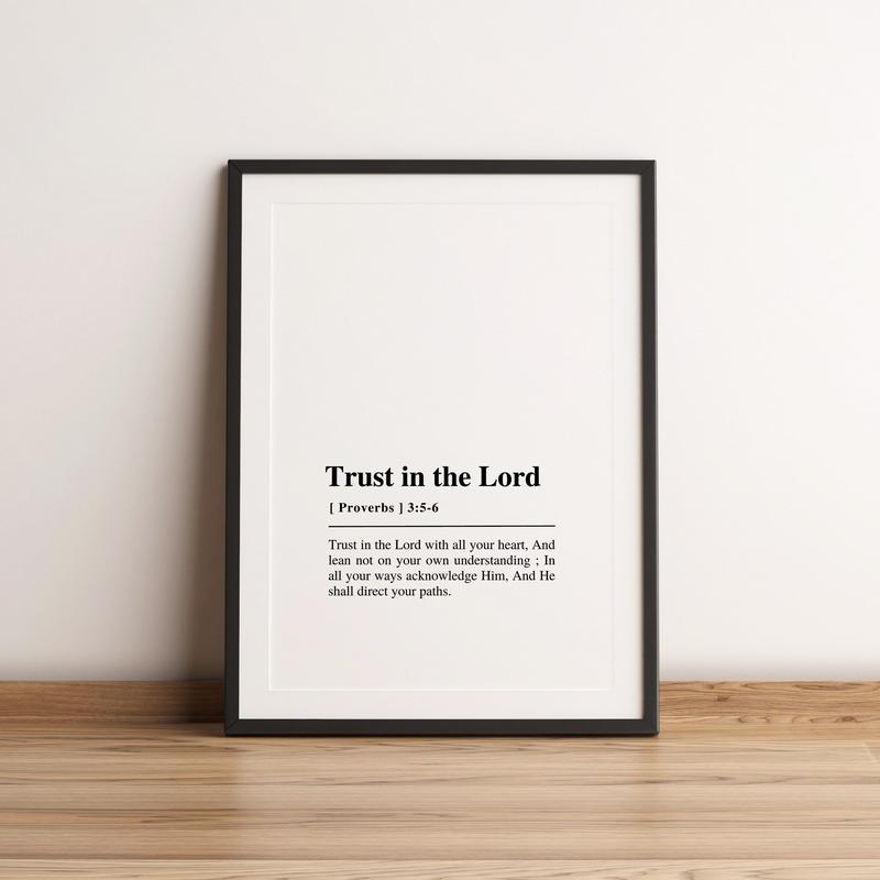 Proverbs 3:5 6, Trust In The Lord With All Your Heart Poster No Framed, Christian Home Decor, Jesus Wall Art, Scripture Wall Decor, Bible Quote Prints, Gifts For Her, Wall Art, Wall Room Decor