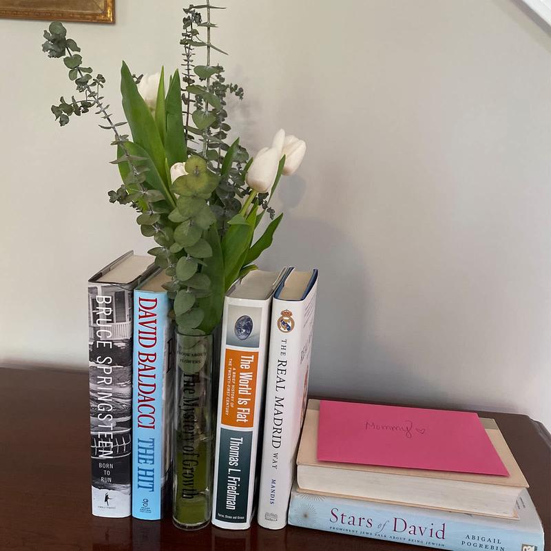 Bookend vase, lovely bookshelf decoration, unique vase for book lovers, artistic and cultural flavor acrylic vase for home office decoration, a book about flowers (transparent color)