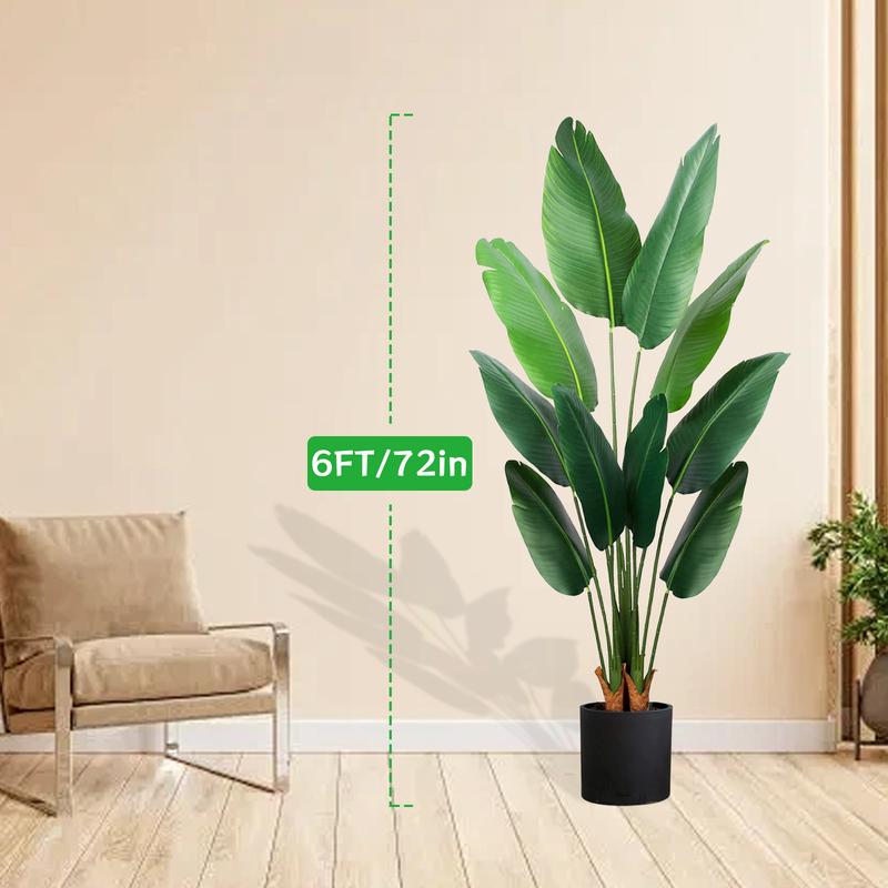 6FT bird of paradise potted simulation palm tree, fake banana tree. Used for home decoration indoor and outdoor offices. Decorative Fruit