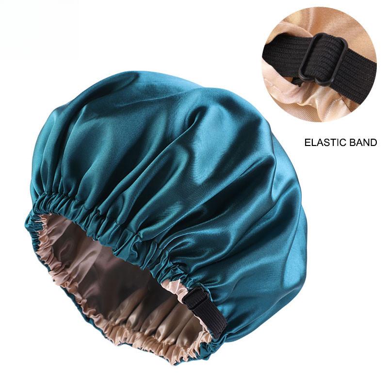 Unscented Silk Satin Sleep Cap Bonnet with Wide Brim – Comfortable Elastic Band Shower Caps for Daily Use