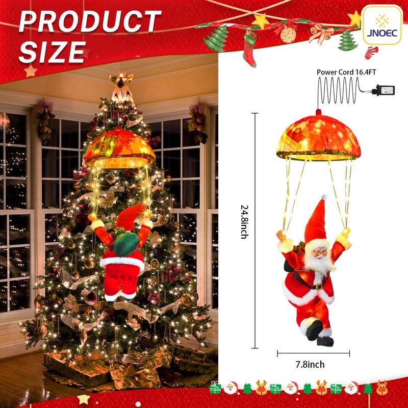 JNOEC Merry Christmas! LED Holiday Fairy Lights with Santa Claus Lighting Decorations llluminate Your Indoor Spaces with Santa Claus Parachute String Color Twinkle Lights for Great ldeal for Christmas Gift Home Wall and Xmas Tree