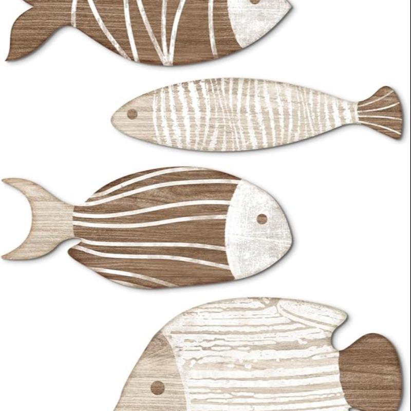 Wooden Fish Wall Decor, 4 Counts set Fish Wall Art, Wall Hanging Decor for Home Living Room Bedroom, Home Decor, Bedroom Refresh Decor