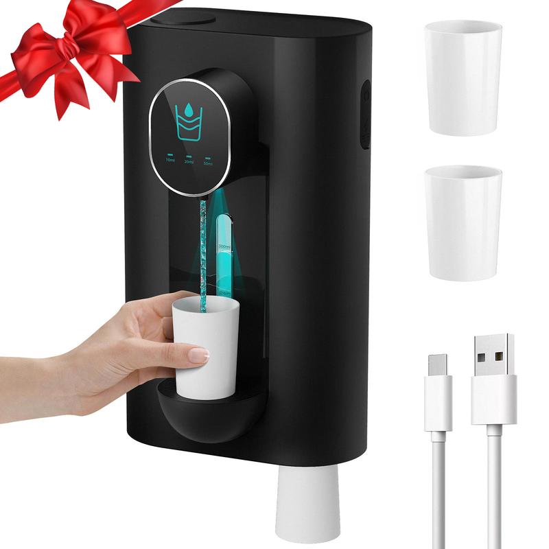 Oylik Automatic Mouthwash Dispenser 18.26 oz Touchless Mouthwash Dispenser for Bathroom 2 Magnetic Cup USB Rechargeable and 3 Dispensing Levels Adjustable Toothbrush Adjustable