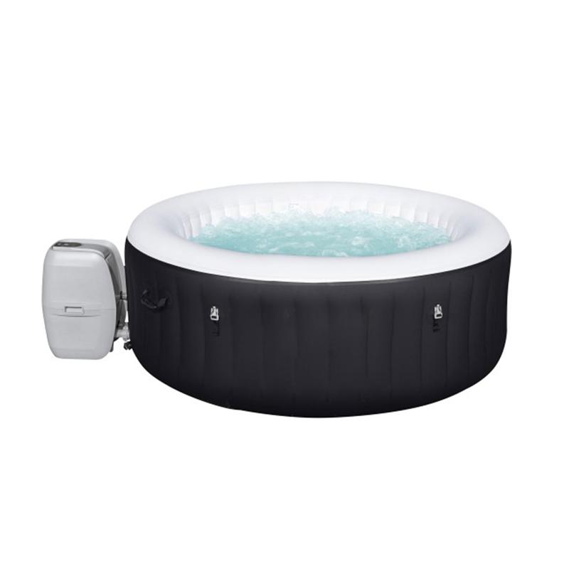 2 to 4 Person Round Inflatable Hot Tub Portable Outdoor Spa with 60 Soothing AirJets and Insulated Cover, Black