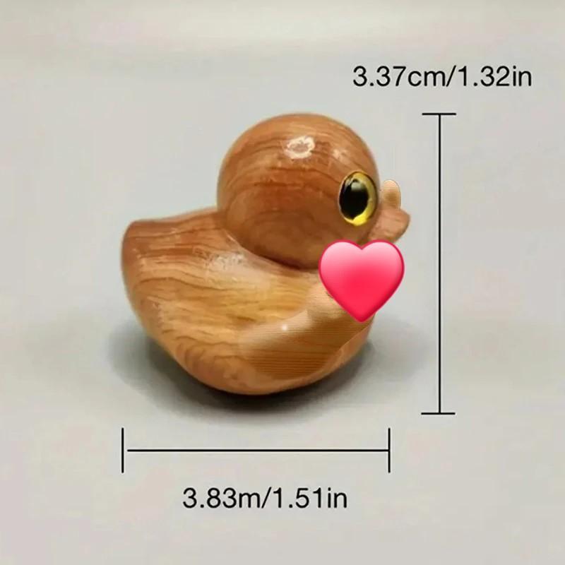 Wooden Cute Duck Figurine Ornament, 1 Count Cartoon Duck Decoration Craft, Desk Decorations for Home Office Bedroom Living Room