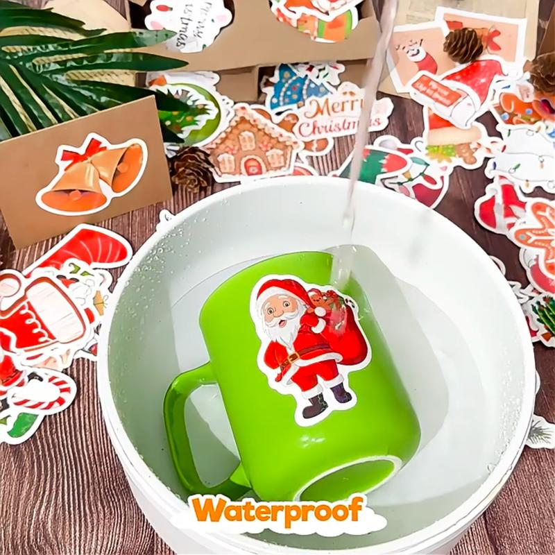 200PCS Christmas Theme Stickers, Non-duplicate Vinyl Waterproof Stickers, Holography Shiny Stickers, Xmas Decor, Decor for tacky christmas tree