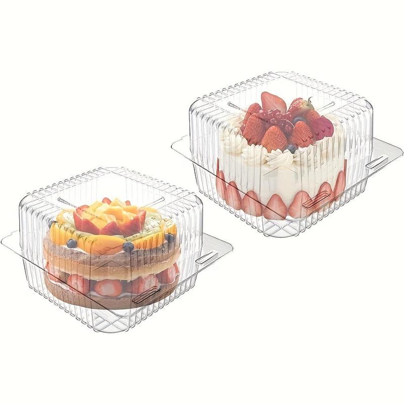 Disposable Clear Plastic Doughnut Box, 50pcs set Doughnut Fruit Cake Salad Packaging Box, Party Food Storage Container, Disposable Tableware for Home Kitchen Party