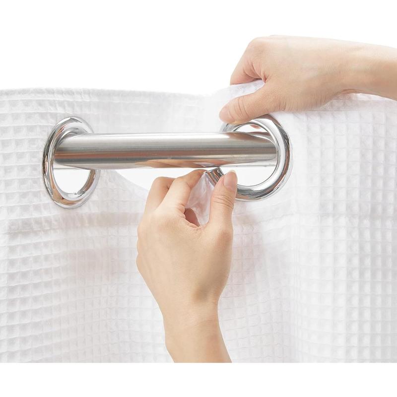 White Waffle Weave Shower Curtain with Snap-in Liner,Cotton Blend Fabric Heavy Duty,No Hooks Needed Shower Curtain for Bathroom,Hotel Quality Shower Curtain Set,71 x 74 inches