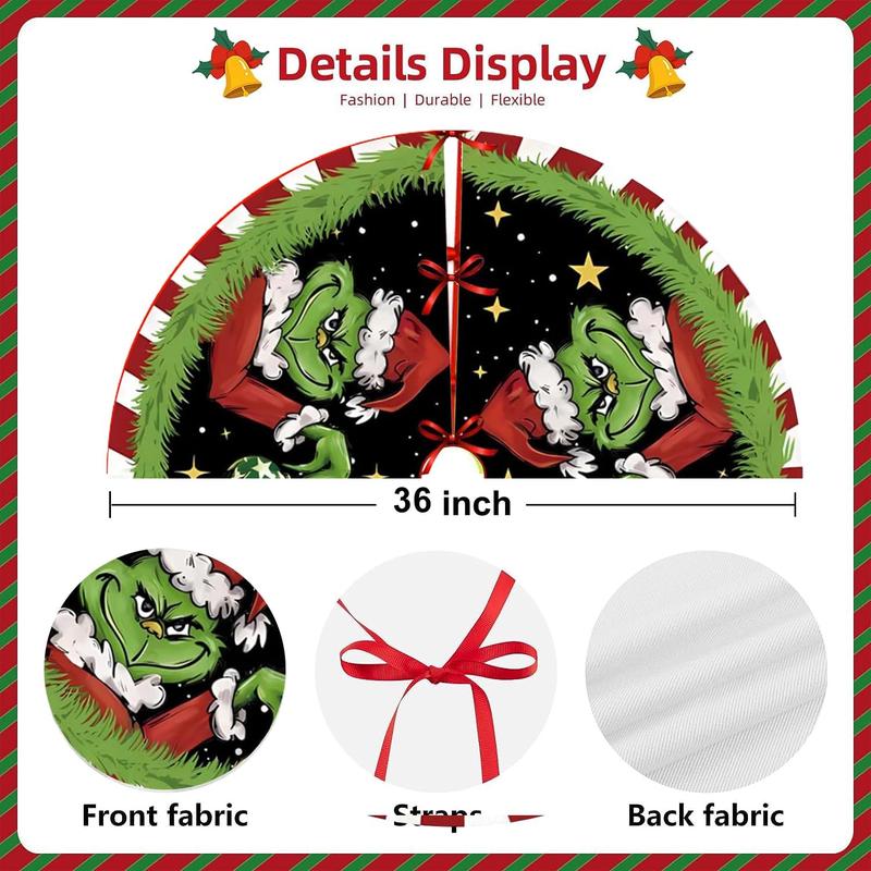 Christmas Tree Skirt 36 Inch Green Funny Trimmed Tree Skirt Christmas Decorations Christmas Tree Mat Merry Christmas Party Home Decor