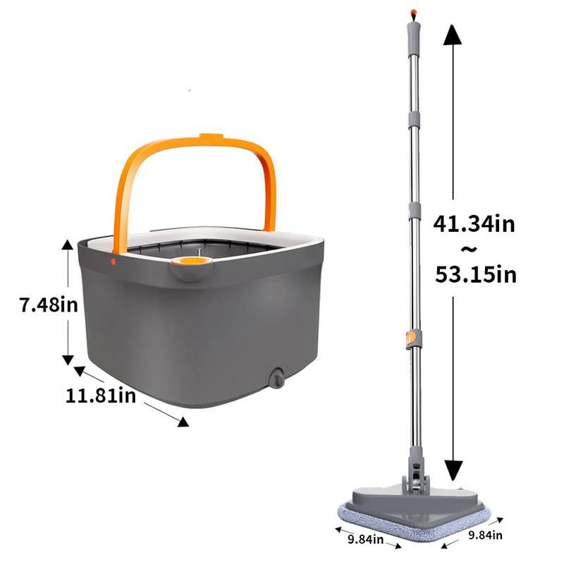 Spin Mop and Bucket System, Includes Spin Mop, Dual Compartment Mop Bucket and Thick Washable Microfiber Mop Pads,Mother's Day gifts