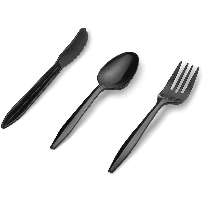 1000 Count Black Plastic Silverware Set for Parties, Weddings, and Large Gatherings - Birthday, Cookware