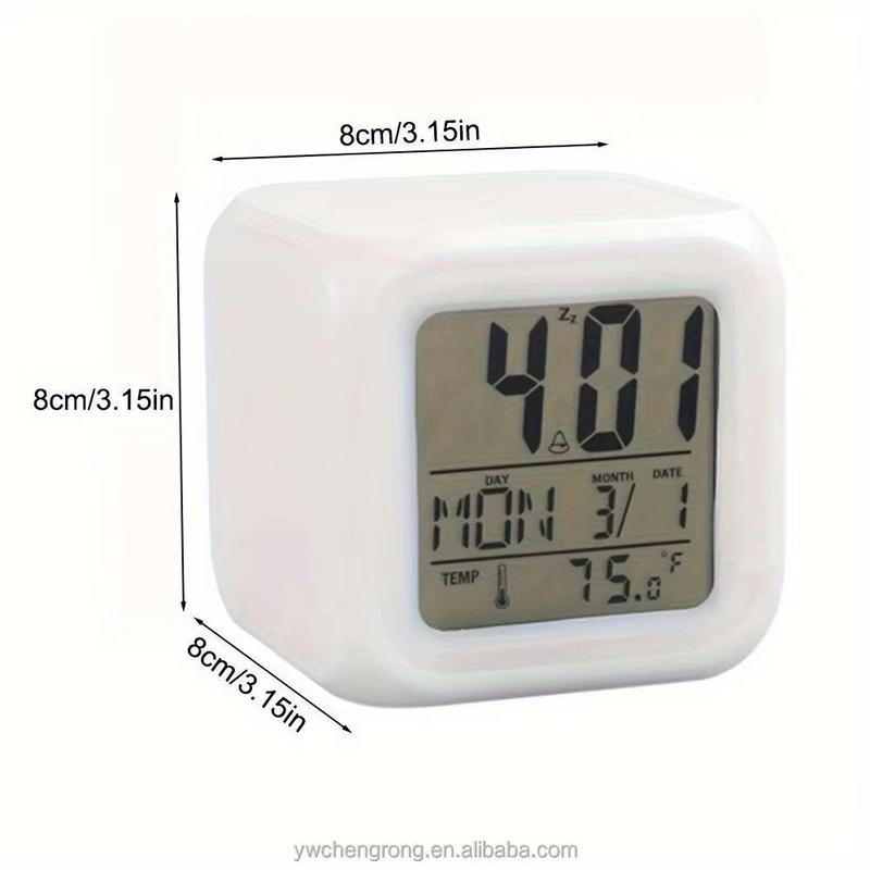 Thermometer Date Time Night Light Glowing Led Change 7 Color Digital Alarm Clock Cheap Led Digital Clock alarm clock digital clock digital alarm loud alarm Battery-Powered Desktop dual alarm large display decorative clock