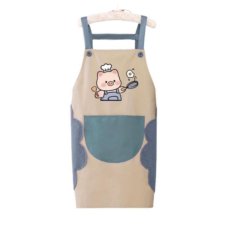 Cute Cartoon Pig Pattern Apron, Cute Apron with Pocket Design, Kitchen Work Clothing, Apron for Cooking and Baking Apron