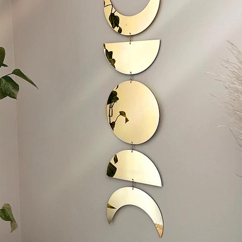 Moon Design  Elegant  Wall Hanging Mirror, 1 Count Creative Moon Pendant, Wall Hanging Ornament for Home Bedroom Living Room