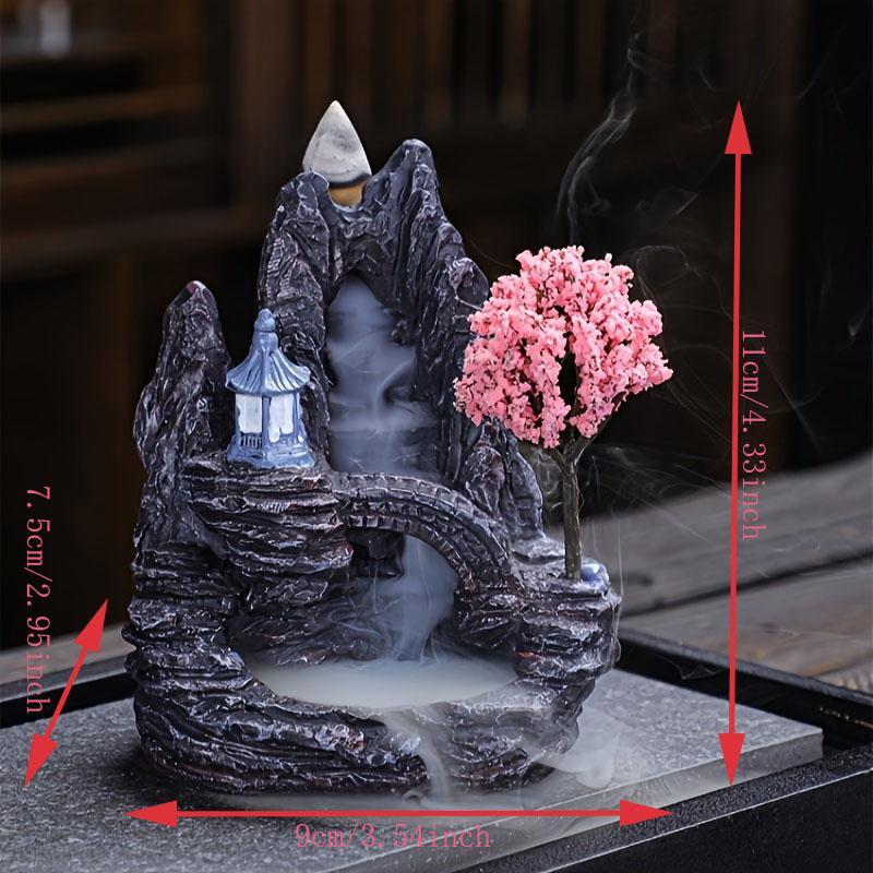 Creative Mountain and Flowing Water Design Incense Burner, 1 Count Waterfall Design Backflow Incense Holder Without Incense, Decorative Incense Burner