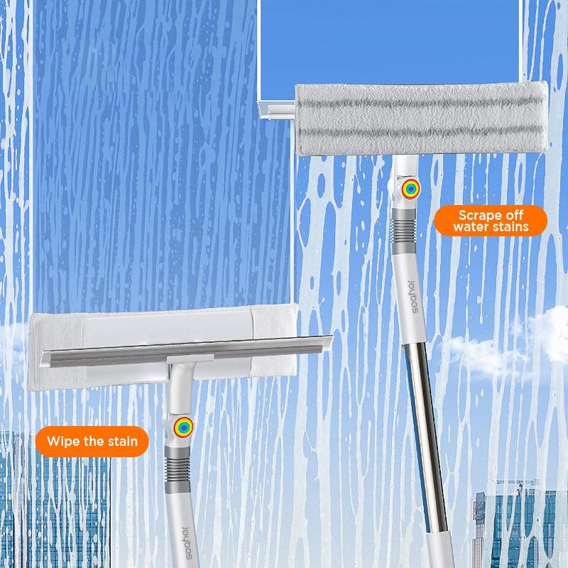 2 in 1 Window Cleaning Squeegee, 1 Count Household Double Sided Glass Cleaning Brush, Long Handle Window Cleaning Tool, Home Care Supplies