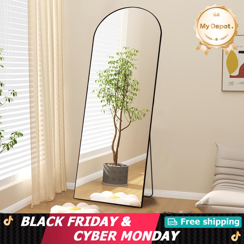 [DEAL] Full Length Mirror Body Mirror Floor Standing Mirror Hanging Leaning Against Wall, Aluminum Alloy Thin Frame for Living Room Bedroom Cloakroom