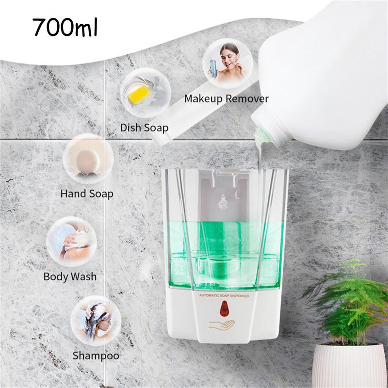 Touchless Sensor Soap Dispenser, Automatic Wall Mounted Hand Sanitizer Dispenser, 700ml Soap Dispenser for Bathroom, Kitchen, Home and Commercial Use