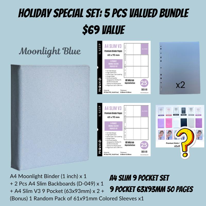 [Holiday Special Set] K-KEEP [A4 Standard] Binder - [Moonlight Series] - Elegant PU Leather Kpop Photocard Binder - [Improved 1 Inch D-Ring]