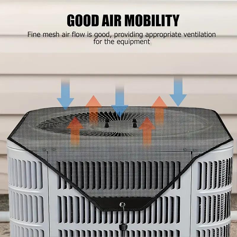 Air Conditioner Cover for Room Decor, Durable AC Unit Cover for Outside, Sturdy Mesh Window Air Conditioner Protective Covers Defender with Accessories Bungee Cords, Central Air Handler Conditioning Units Net Cover Protect the Outdoor HVAC Condenser