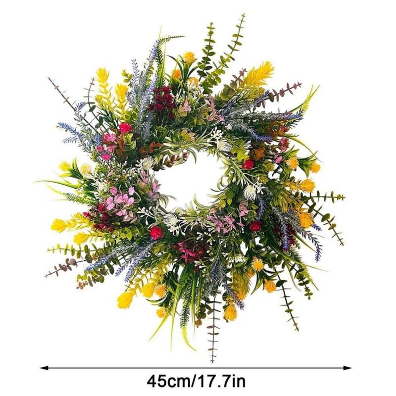 Wildflower Wreath,Daisy Lavender Greenery Wreath,Rustic Farmhouse Wreath Summer Wreaths for Front Door Spring Door Wreath for Front Door Home Decor