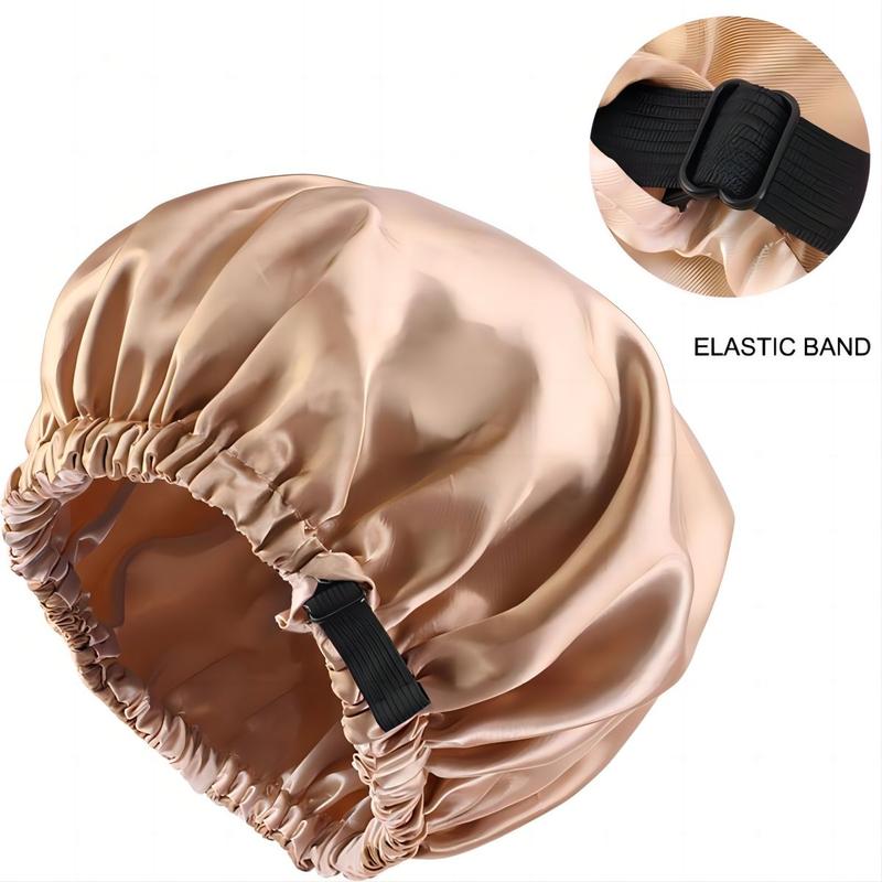 Unscented Silk Satin Sleep Cap Bonnet with Wide Brim – Comfortable Elastic Band Shower Caps for Daily Use