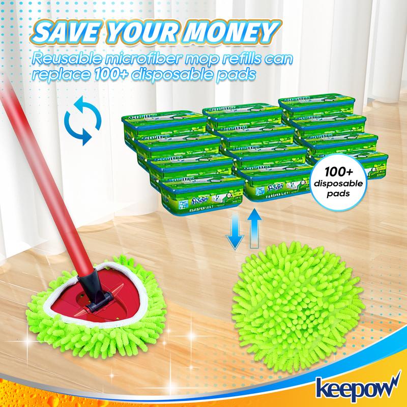 Mop Heads Replacements Compatible with O-cedar Easy Wring 1-Tank System,Mop Replace Head for Dry Wet Use,4 Pack Reusable Spin Mop Replacement Head,Washable Chenille Dust Mop Refills for Floor Cleaning