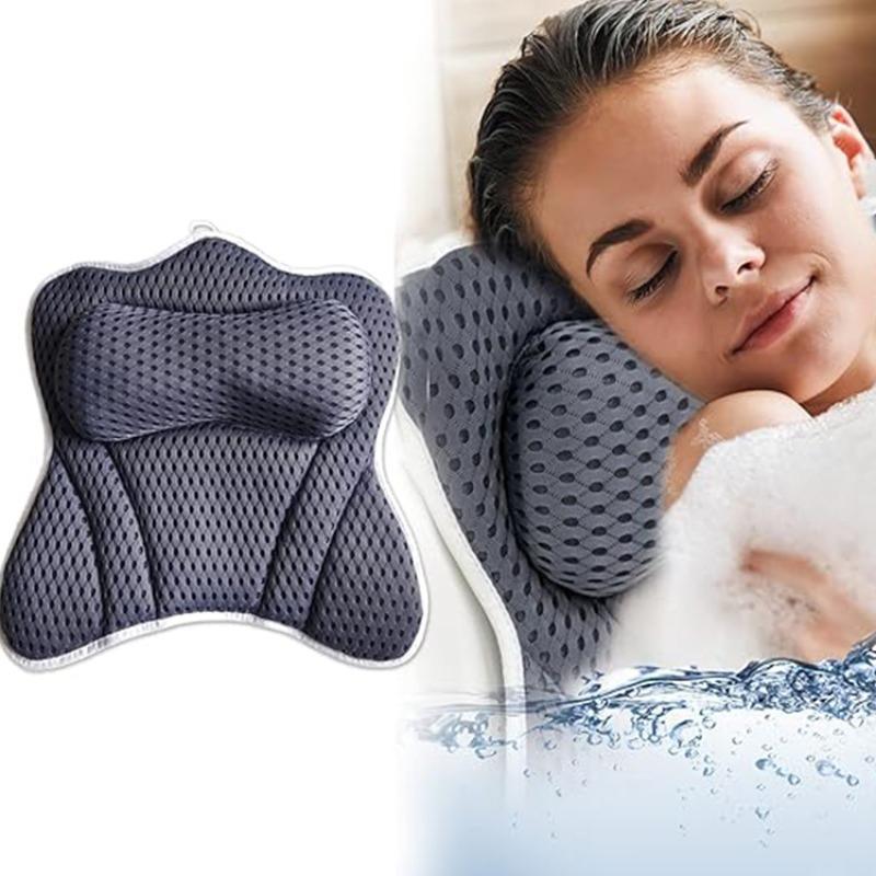 Bath Tub Pillow  for Neck & Back Support, 1 Count  Mesh Quick Drying Bath Pillow with 6 Suction Cups, Bathing Accessories for Home Bathroom