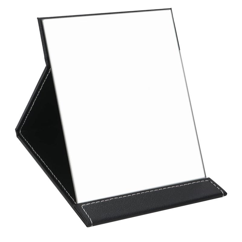 Folding Travel Mirror, PU Portable Adjustable Rectangular Ultrathin Mirror, for Travel, Camping,Home (8.7W×6.1L)