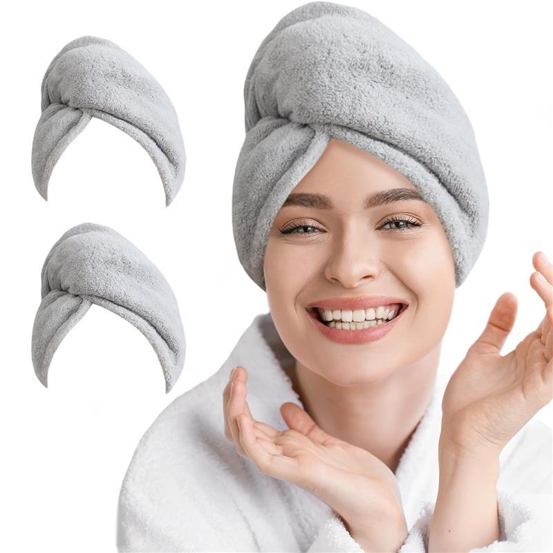 2 Pack Microfiber Hair Towel Wrap for Women Super Absorbent Quick Dry Hair Turban for Drying Curly, Long & Thick Hair 10 inch X 26 inch Set Light