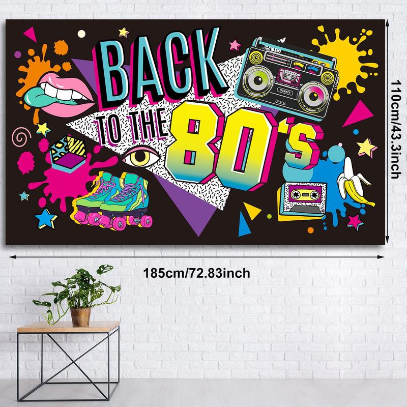 80's Party Decorations Back to The 80's Banner 80's Backdrop Decoration for Photography Background 80's Party Supplies, 73 x 43 x 0.04 Inch