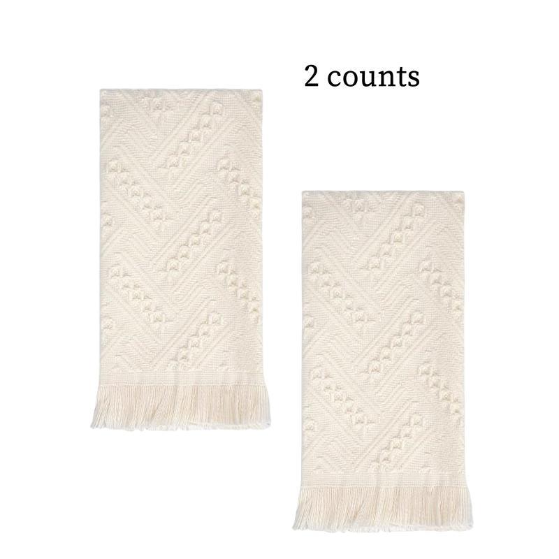 Boho Style Geometric Pattern Towel, 2 Counts Soft Absorbent Towel, Hand Towel for Bathroom Kitchen Hotel Spa Farmhouse Guest