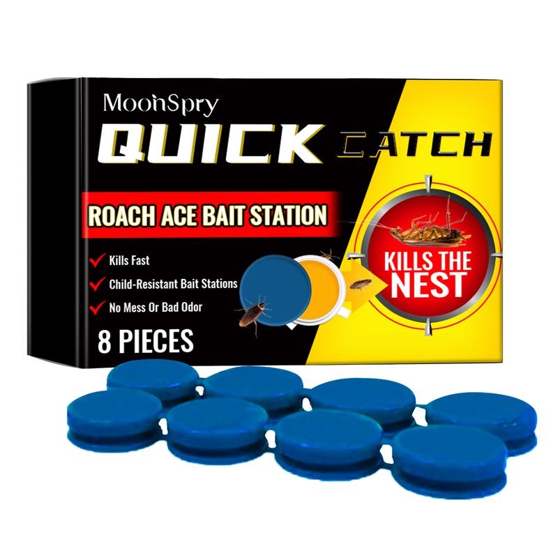 MoonSpry Roach Ace Bait Station, Insect-Repellent Cockroach Bait Kitchen Home Cockroach Elimination Whole Nest End Cleaner