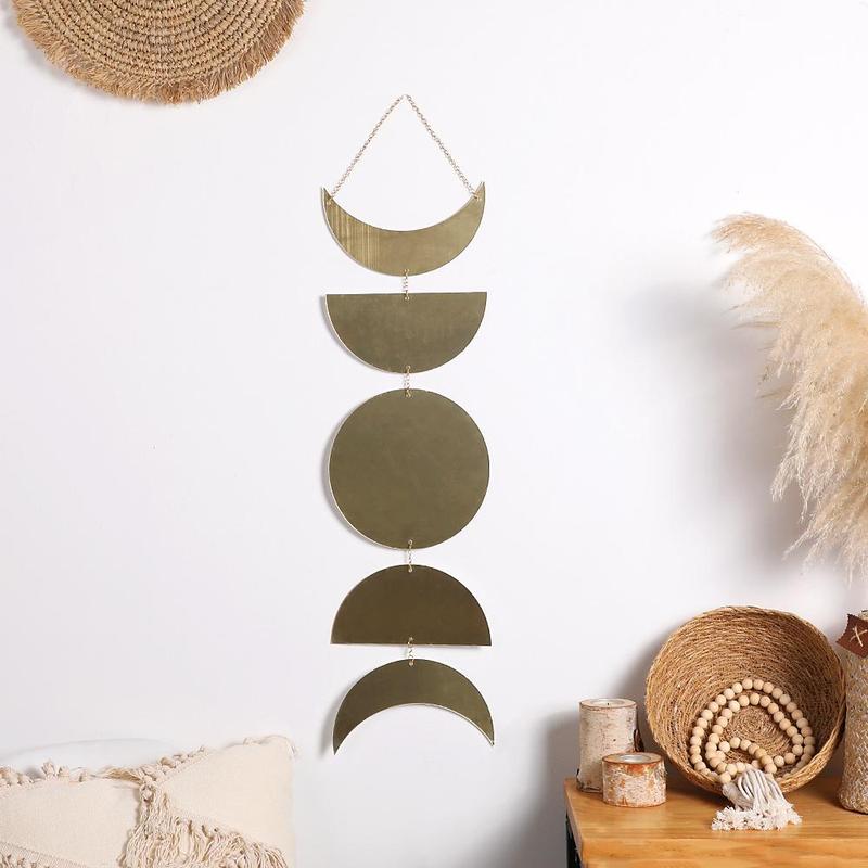 Moon Design  Elegant  Wall Hanging Mirror, 1 Count Creative Moon Pendant, Wall Hanging Ornament for Home Bedroom Living Room