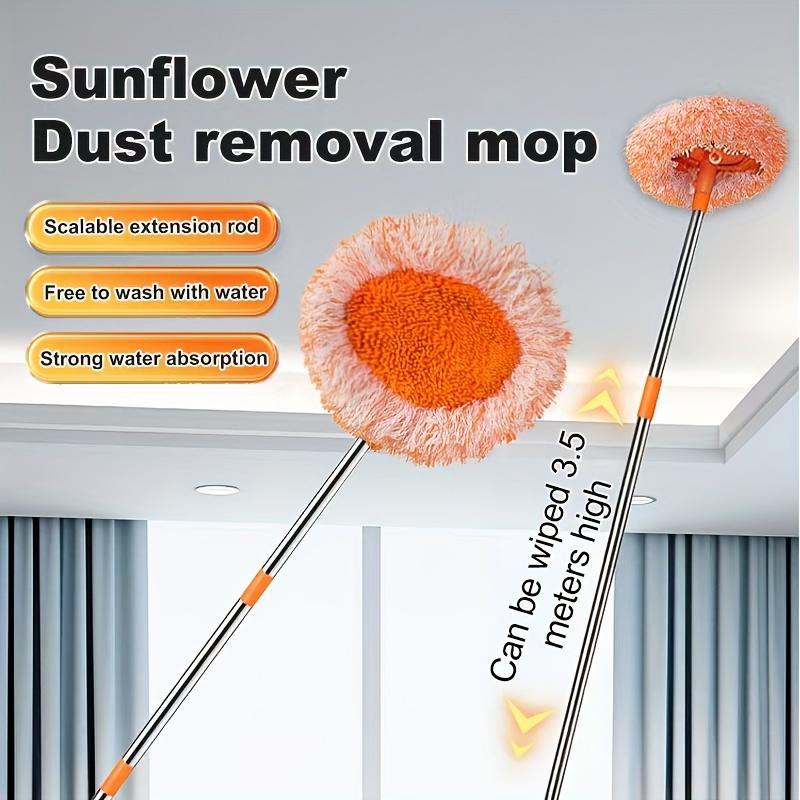 Dust Mop,360°Rotating Cleaning Mop,Adjustable Cleaning Mop,Extendable Wall Cleaning Mop,Wall Cleaner Mop,Sunflower Mop With Height Adjustable Handle,Wet & Dry Floor Cleaning Mop for Hardwood, Tiles, Laminate - Dust Broom mops