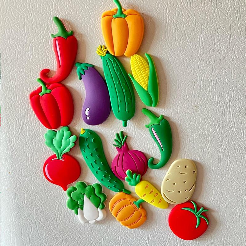 Fruit & Vegetable Shaped Fridge Magnet, 24pcs Cute Cartoon Refrigerator Magnet, Fridge Magnet for Home Decor, Kitchen Decor, Magnetic Stickers for Refrigerator Or Whiteboard