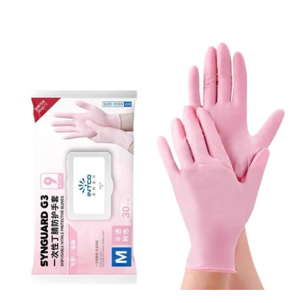 Intco Household rubber durable housekeeping food grade nitrile disposable long sleeve gloves kitchen dishwashing