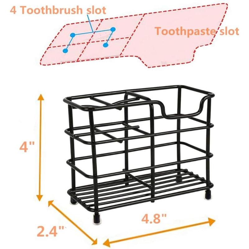 Toothbrush Holder for Bathrooms, Stainless Steel Bathroom Black Toothbrush and Toothpaste Holder