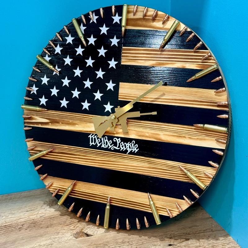 We The People American Flag Bullet Clock