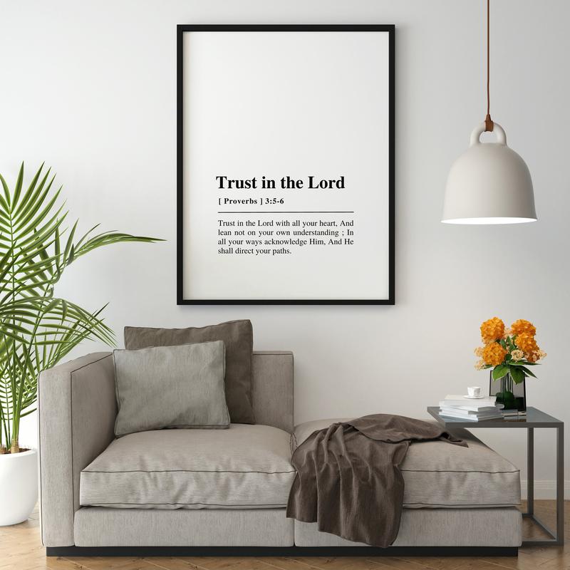 Proverbs 3:5 6, Trust In The Lord With All Your Heart Poster No Framed, Christian Home Decor, Jesus Wall Art, Scripture Wall Decor, Bible Quote Prints, Gifts For Her, Wall Art, Wall Room Decor