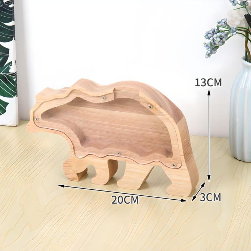 PATROK Wooden Animal Money Bank, Money Box, Piggy Bank, Coin Banks, Money Savings Box, Wooden Bank for Kids and Adults (Bear)